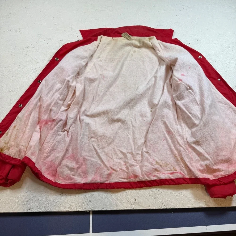 Vintage Sears Coach Jacket Size M Red Nylon Snap‎ Front READ